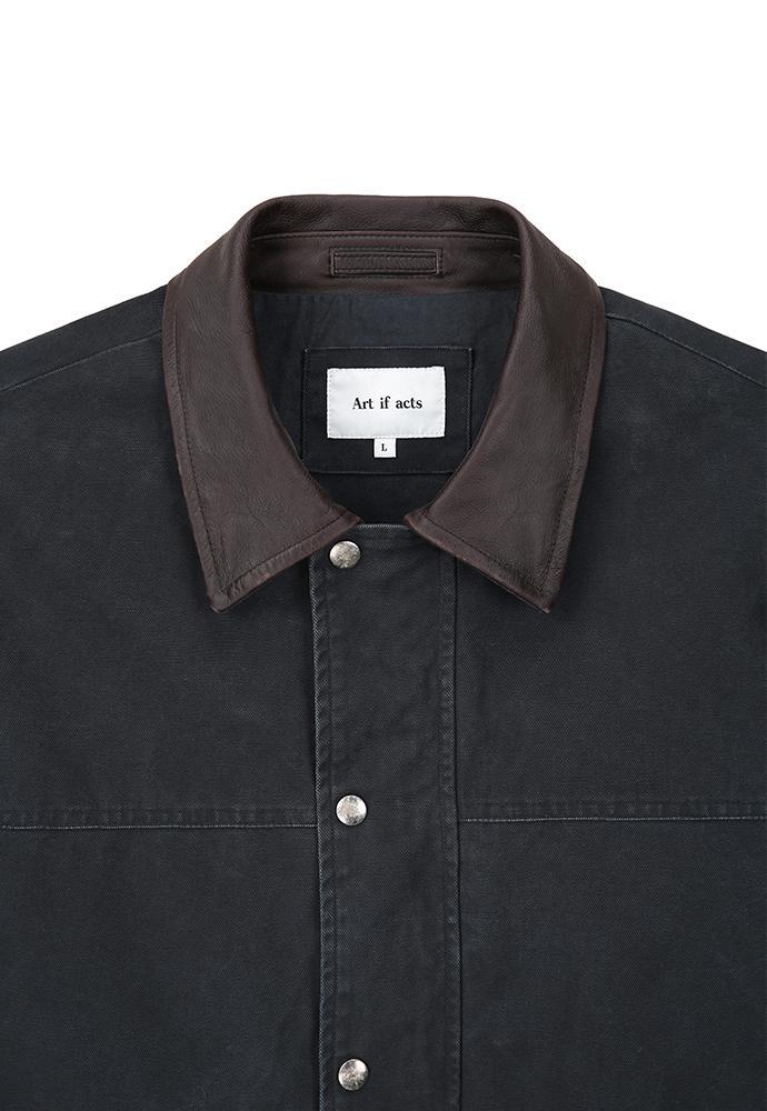 Art if acts - Leather Collar Garment Field Jacket (Faded Navy) product image 10 | TRAB K-Fashion Australia