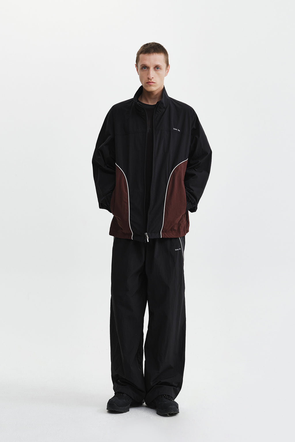 Matin Kim - Contrast Trim Track Zip Up (Black) product image 10 | TRAB K-Fashion Australia