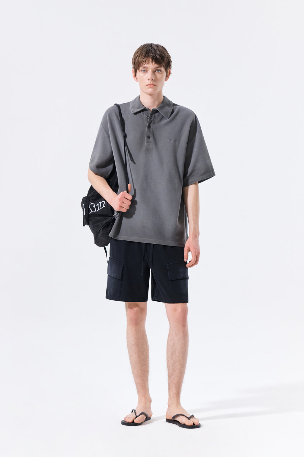 Matin Kim - Small Logo Washed Pique Top (Charcoal) product image 10 | TRAB K-Fashion Australia