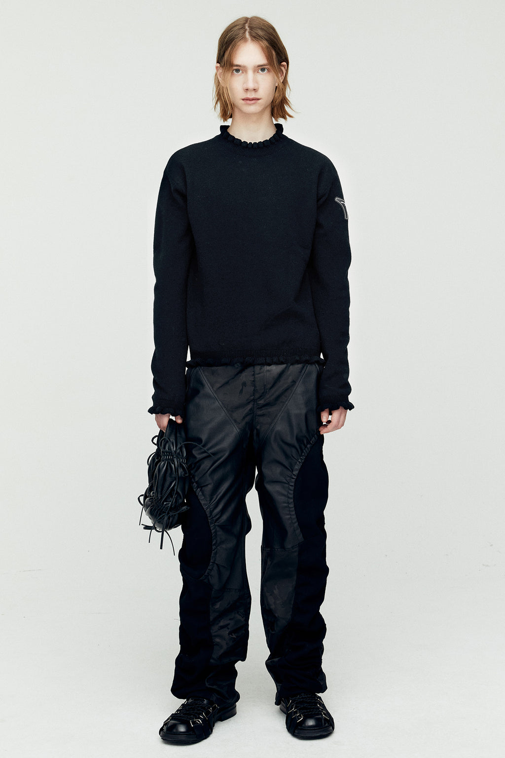 Andersson Bell - Flower Rib Crew-Neck Sweater (Black) product image 2 | TRAB K-Fashion Australia