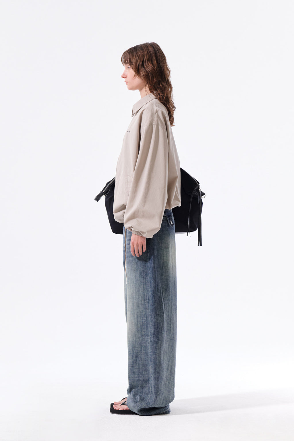 Matin Kim - Small Logo Cotton Zip Up Jumper (Light Beige) product image 7 | TRAB K-Fashion Australia