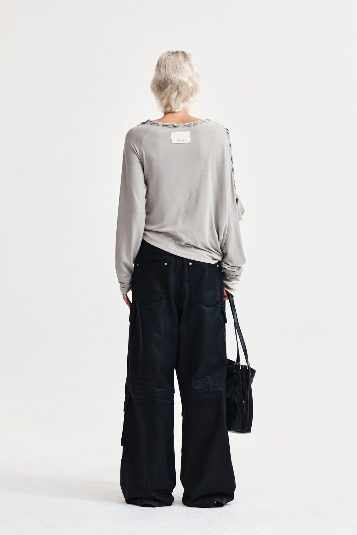 Matin Kim - Weaving Long Sleeve Top (Light Grey) product image 7 | TRAB K-Fashion Australia