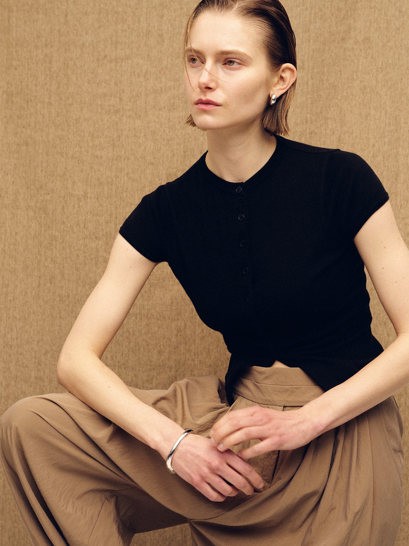 Tonywack - Silk Cotton Cap Sleeve Cardigan (Black) product image 7 | TRAB K-Fashion Australia
