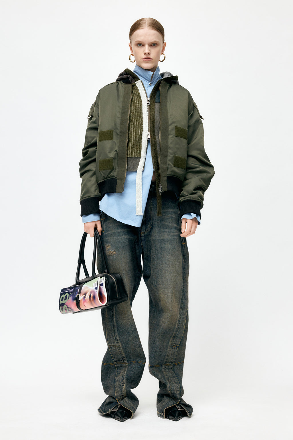 Andersson Bell - Flight Layered Washed Bomber Jacket (Khaki) product image 7 | TRAB K-Fashion Australia