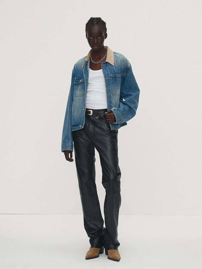Tonywack - Corduroy Collar Denim Work Jacket (Washed Blue) product image 1 | TRAB K-Fashion Australia