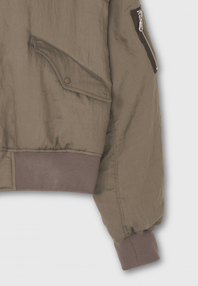 Tonywack - Silk Blend Brushed Bomber Jacket (Pale Olive) product image 16 | TRAB K-Fashion Australia