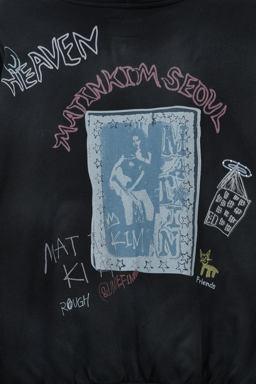 Matin Kim - Vintage Washed Graffiti Hoody Zip Up (Black) product image 4 | TRAB K-Fashion Australia