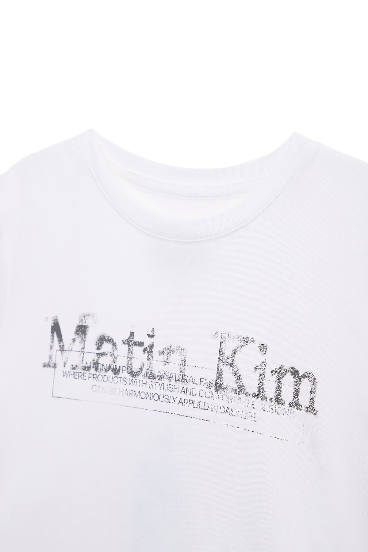 Matin Kim - Stamp Logo Graphic Crop Top (White) product image 4 | TRAB K-Fashion Australia