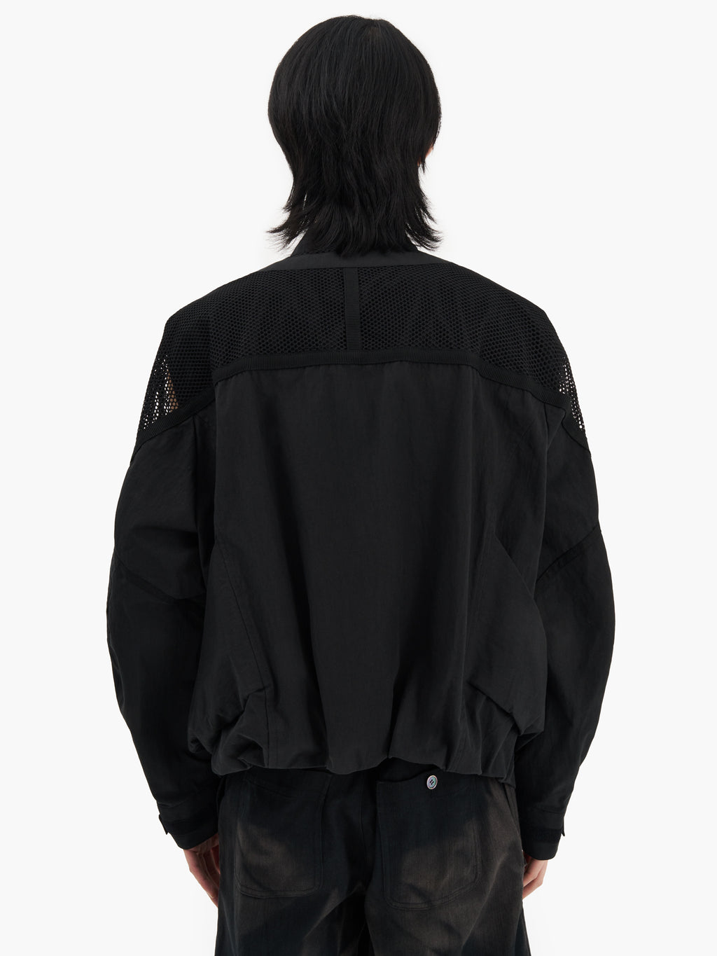 Jiyong Kim - Draped Pocket Mesh Sleeve Jacket (Black) product image 4 | TRAB K-Fashion Australia