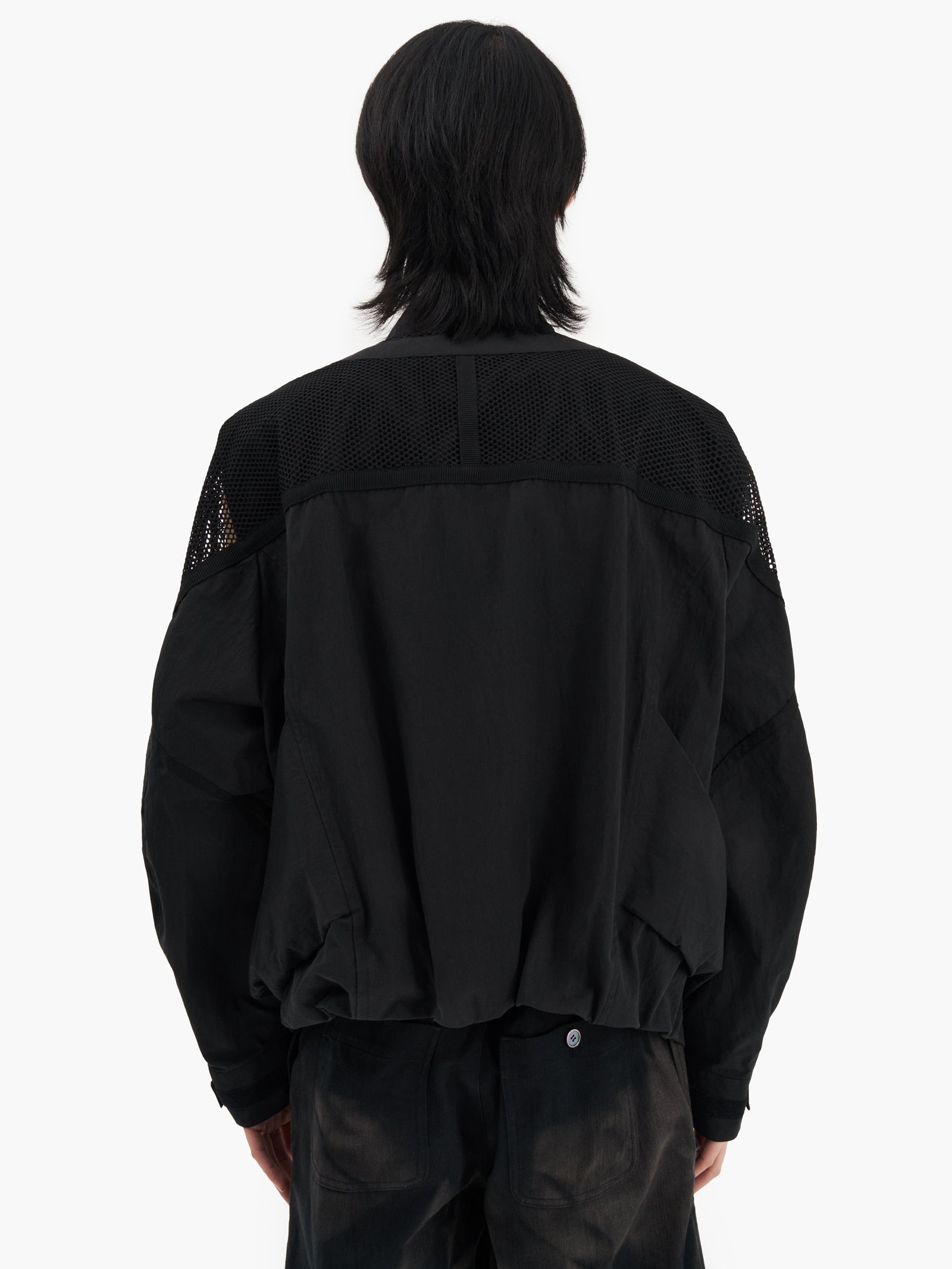 Jiyong Kim - Draped Pocket Mesh Sleeve Jacket (Black) product image 4 | TRAB K-Fashion Australia
