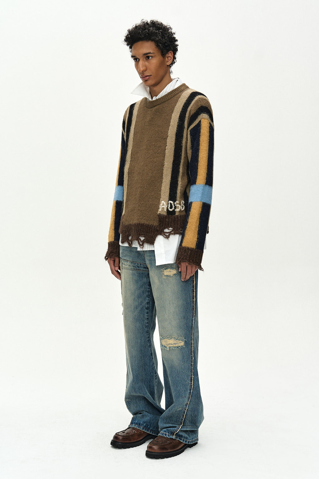 Andersson Bell - Unisex Re-Worked Embroidery Flare Jeans (blue) (Blue) product image 3 | TRAB K-Fashion Australia