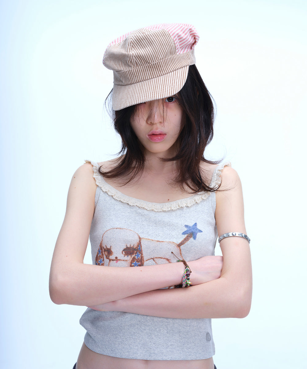 Coyseio - Striped Pintuck Puff Cap (Pink) product image 8 | TRAB K-Fashion Australia