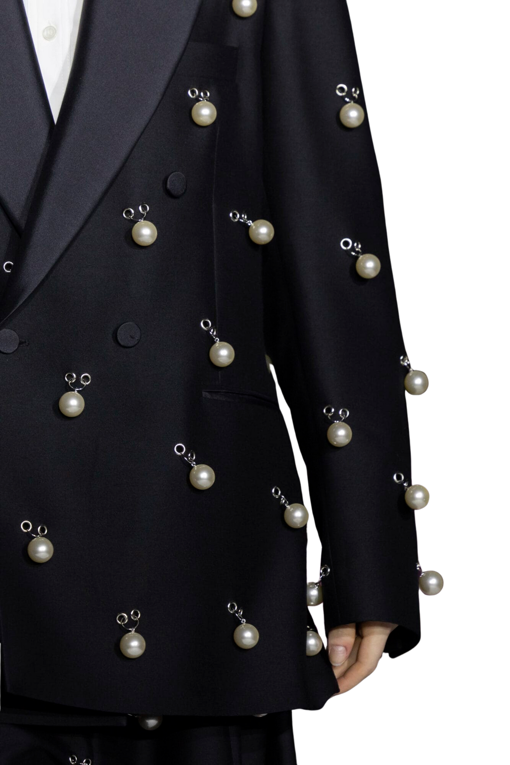 Kimhe Kim - Pearl Embellished Wool Silk Tuxedo Jacket (Black) product image 3 | TRAB K-Fashion Australia