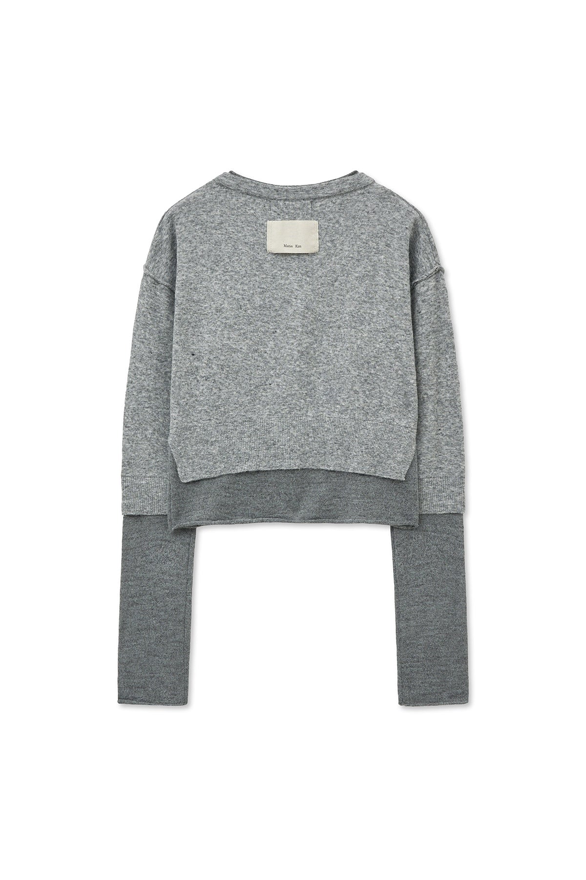 Matin Kim - Layered Texture Knit Cardigan (Grey) product image 2 | TRAB K-Fashion Australia