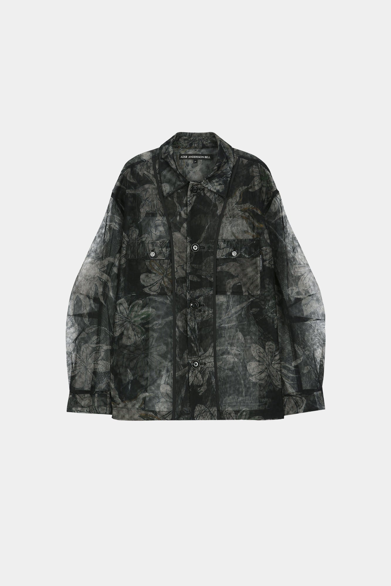 Andersson Bell - Karim Sheer Flower Printed Over Shirt (Black/Beige) product image 10 | TRAB K-Fashion Australia