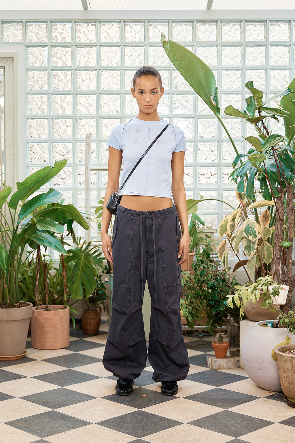 Matin Kim - Pintuck Layered Slim Crop Top (Light Blue) product image 11 | TRAB K-Fashion Australia