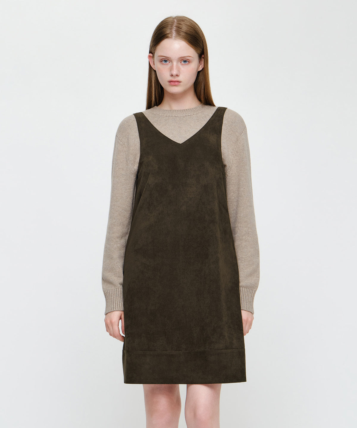 Marithe & Francois Girbaud - Faux Leather Sleeveless Mini Dress (Brown) product image 2 | TRAB K-Fashion Australia