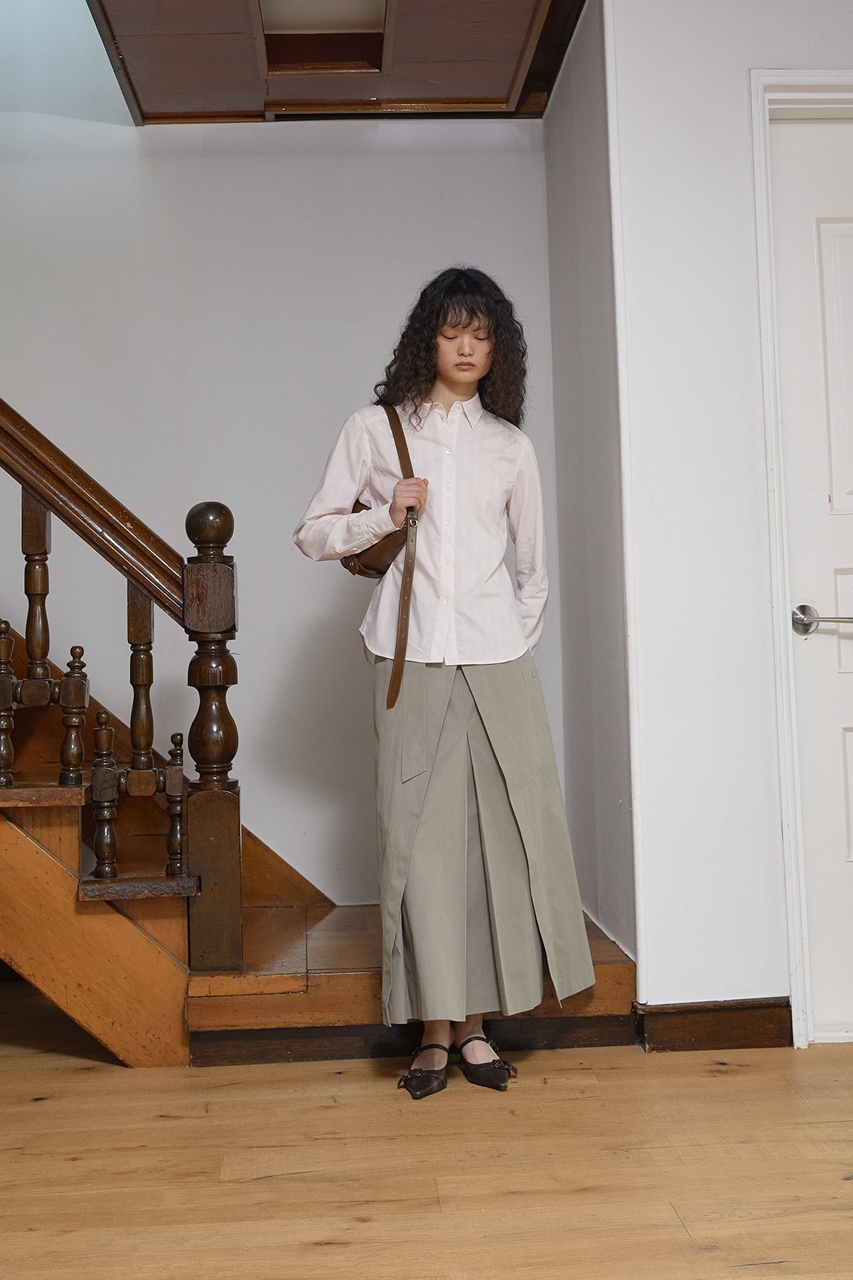 Matin Kim - Cuffs Button Point Stripe Shirt (Light Pink) product image 9 | TRAB K-Fashion Australia