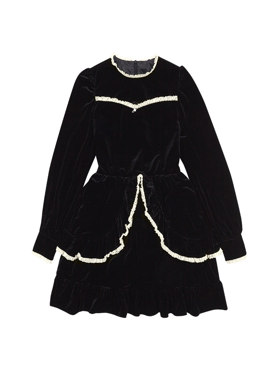Margarin Fingers - Frill Velvet One-Piece (Black) product image 2 | TRAB K-Fashion Australia