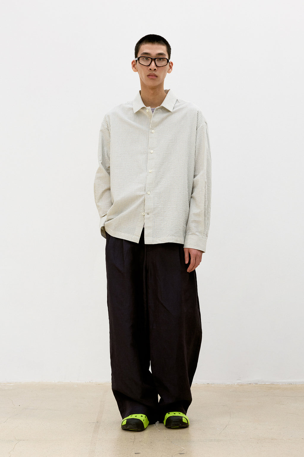 Coor - Stripe Cotton Lounge Shirt (Ivory) product image 2 | TRAB K-Fashion Australia