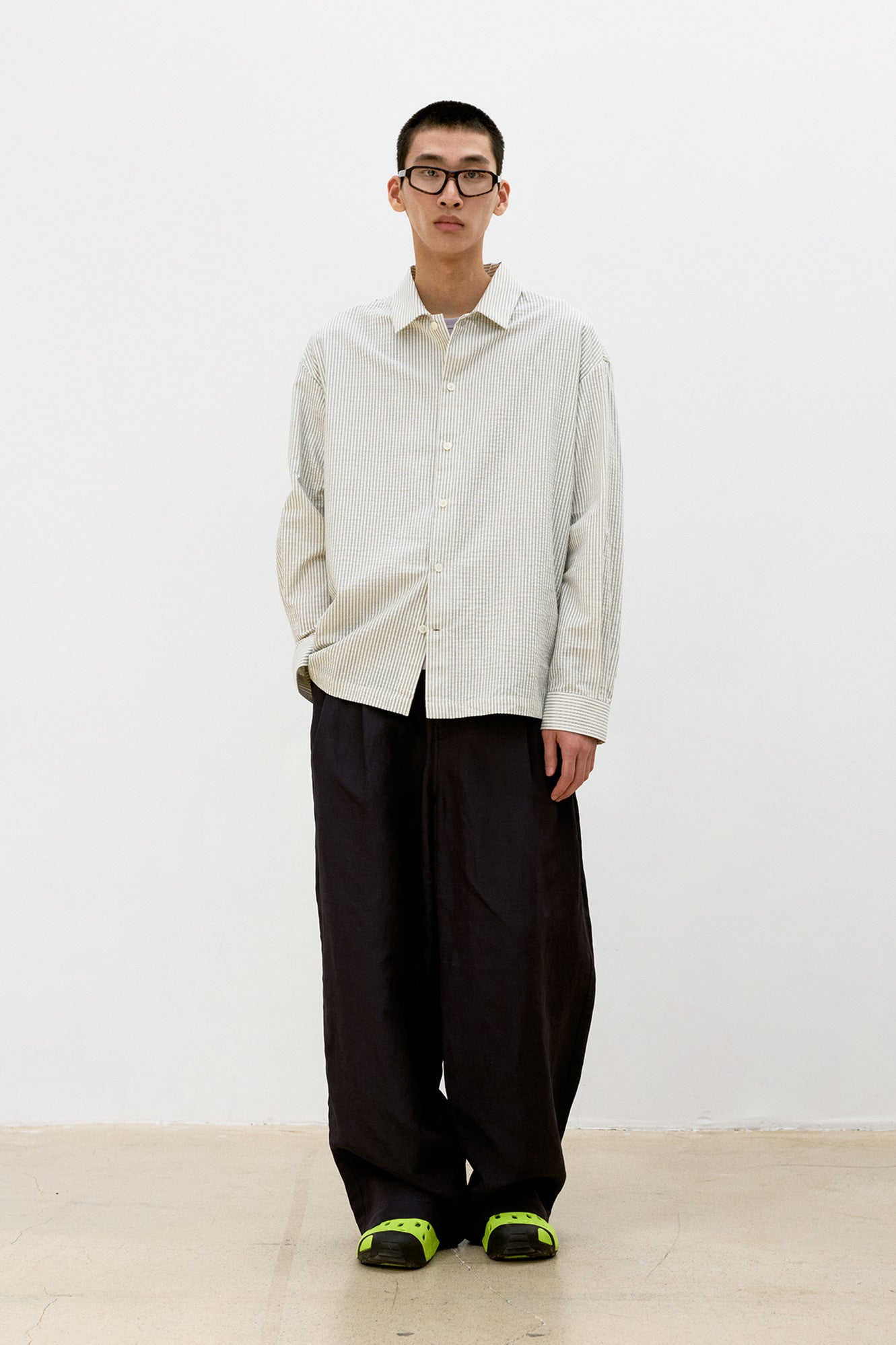 Coor - Stripe Cotton Lounge Shirt (Ivory) product image 2 | TRAB K-Fashion Australia