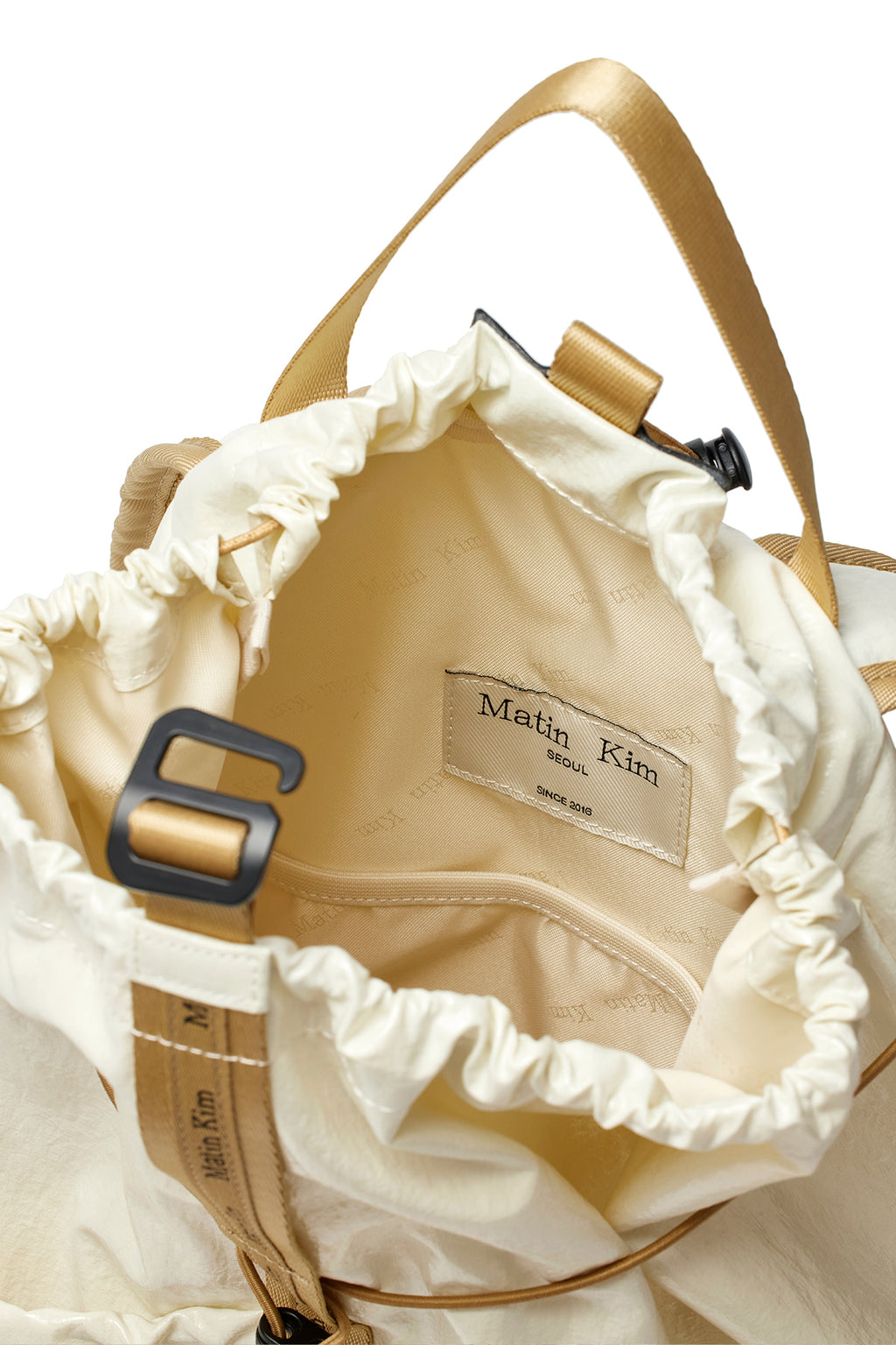 Matin Kim - Logo Taping Glossy Back Pack (Ivory) product image 4 | TRAB K-Fashion Australia