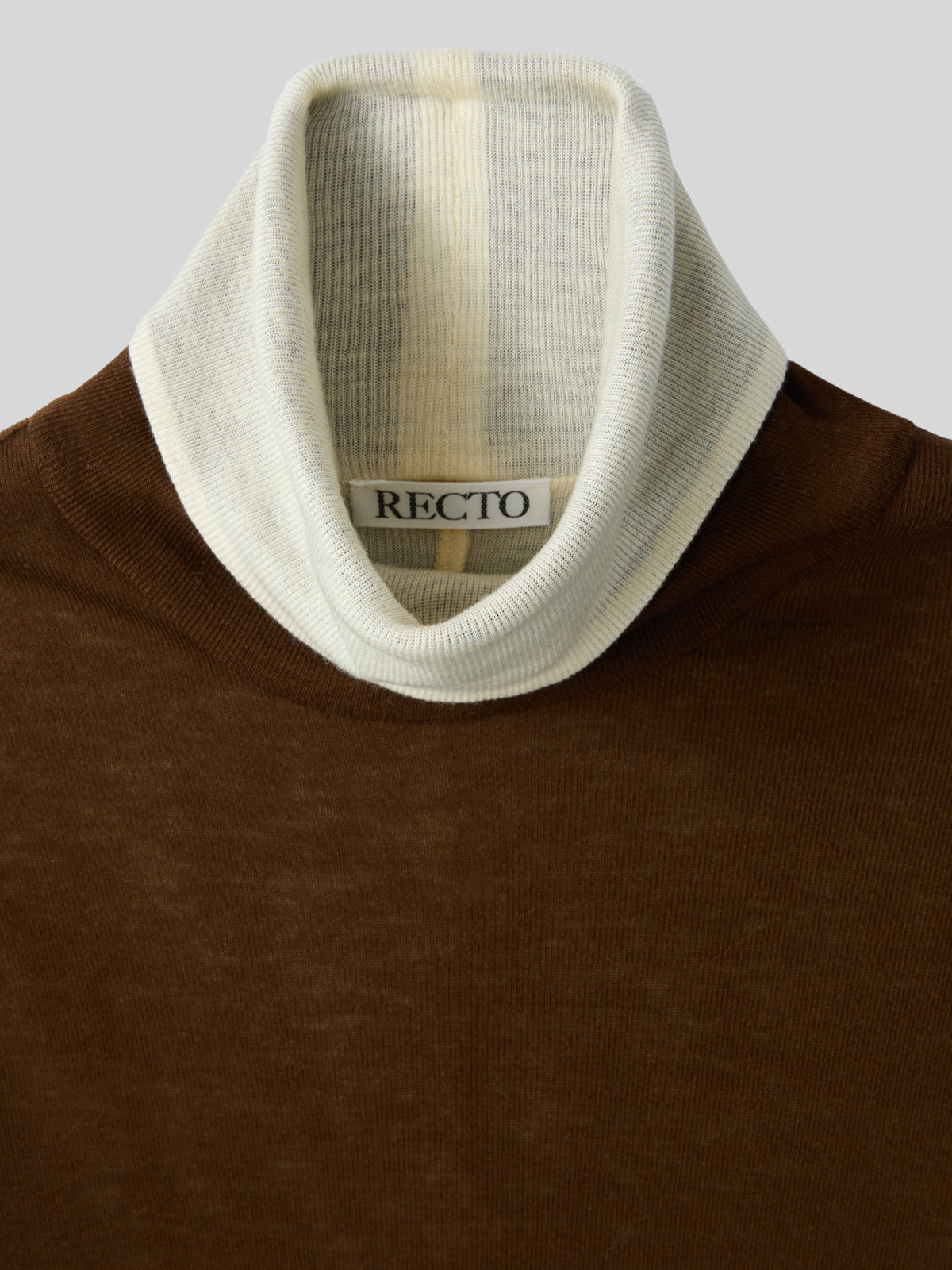 Recto - Contrast Wool Jersey Turtleneck (Brown) product image 3 | TRAB K-Fashion Australia