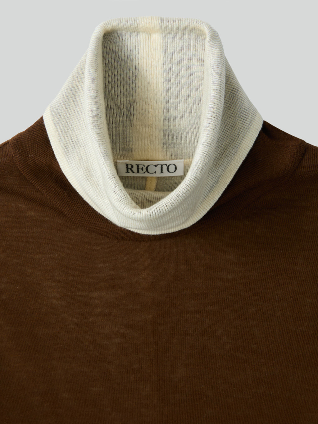 Recto - Contrast Wool Jersey Turtleneck (Brown) product image 3 | TRAB K-Fashion Australia