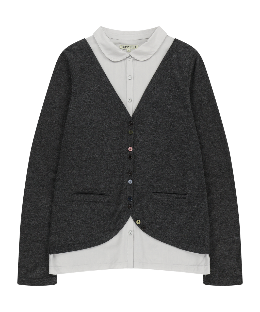 Coyseio - Layered Shirt Cardigan (Dark Grey) product image 1 | TRAB K-Fashion Australia