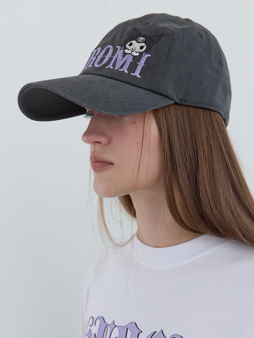 Kijun - Kuromi Logo Cap (Charcoal) product image 2 | TRAB K-Fashion Australia