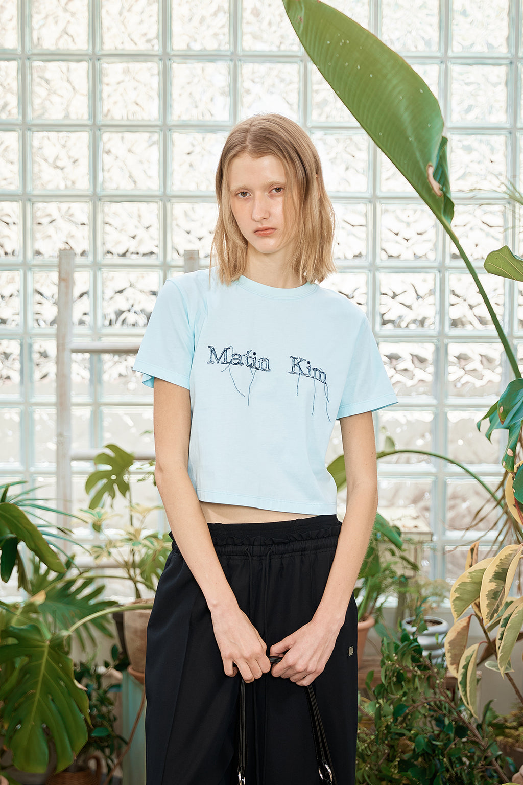 Matin Kim - Logo Thread Point Crop Top (Light Blue) product image 10 | TRAB K-Fashion Australia
