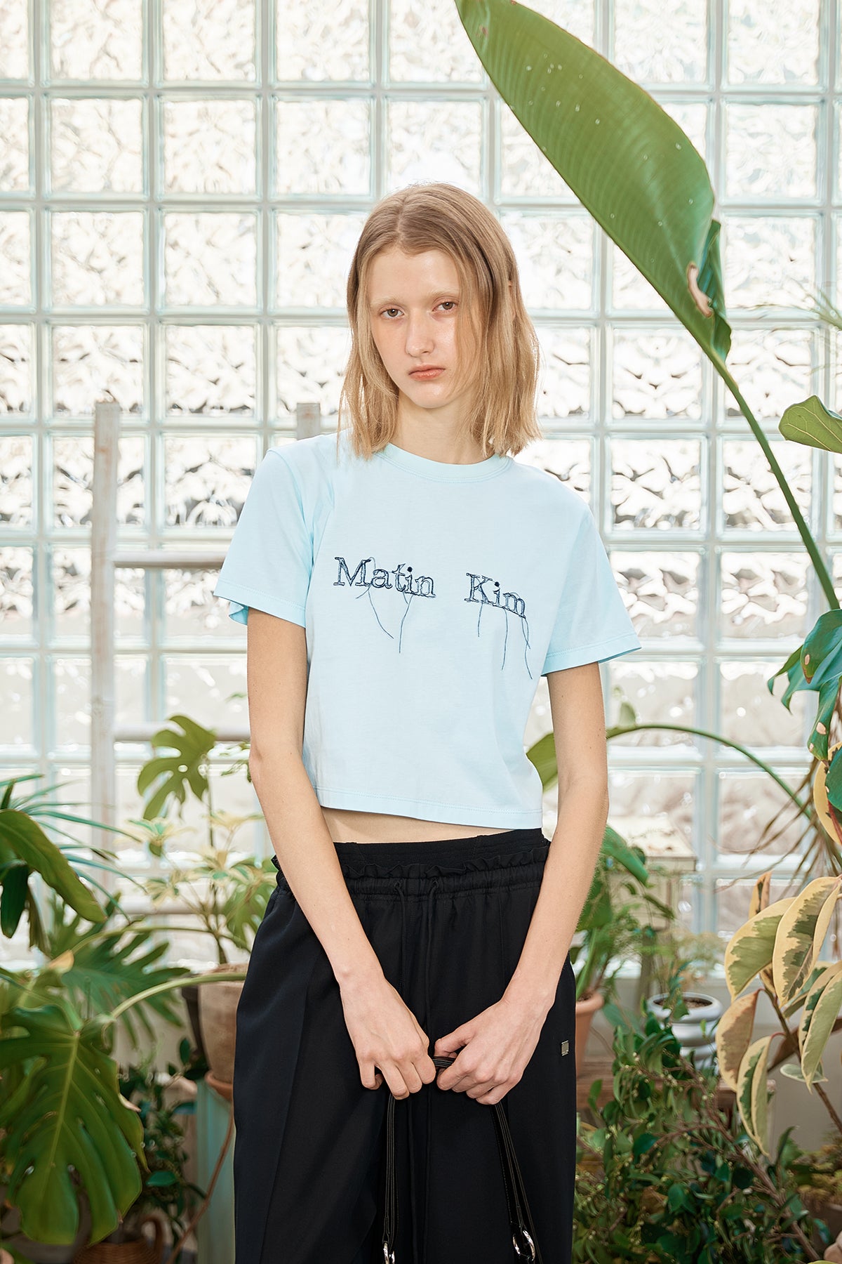 Matin Kim - Logo Thread Point Crop Top (Light Blue) product image 10 | TRAB K-Fashion Australia