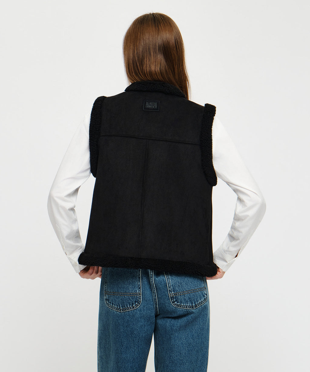 Marithe & Francois Girbaud - V-neck Shearling Vest (Black) product image 3 | TRAB K-Fashion Australia