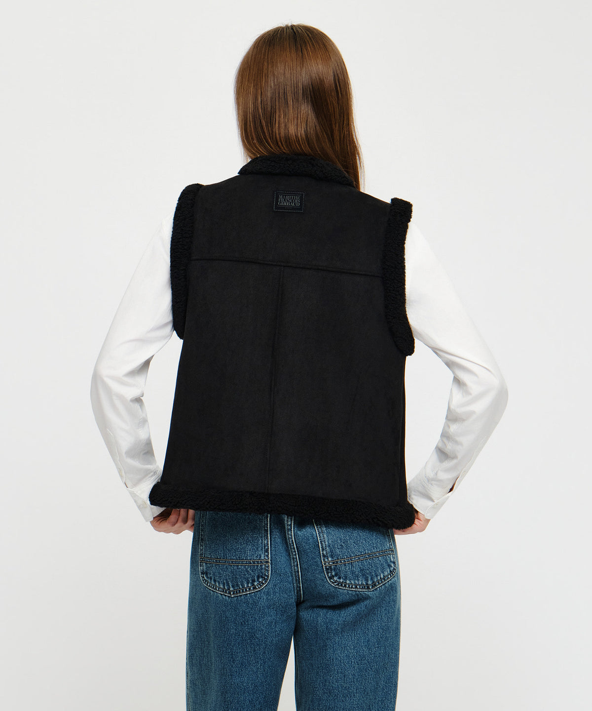 Marithe & Francois Girbaud - V-neck Shearling Vest (Black) product image 3 | TRAB K-Fashion Australia