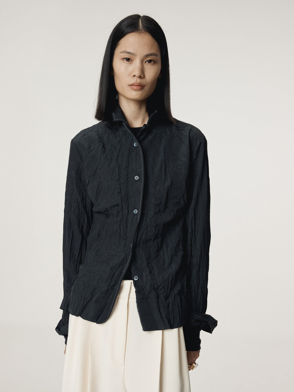 Recto - Whole Crease Blouse (Dark Navy) product image 1 | TRAB K-Fashion Australia