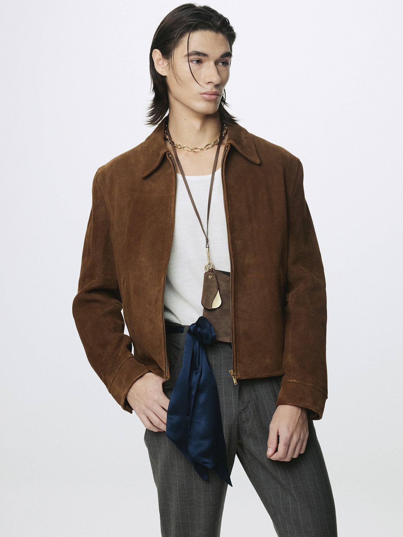 Tonywack - Goat Suede Buckle Zip Jacket (Camel Brown) product image 5 | TRAB K-Fashion Australia