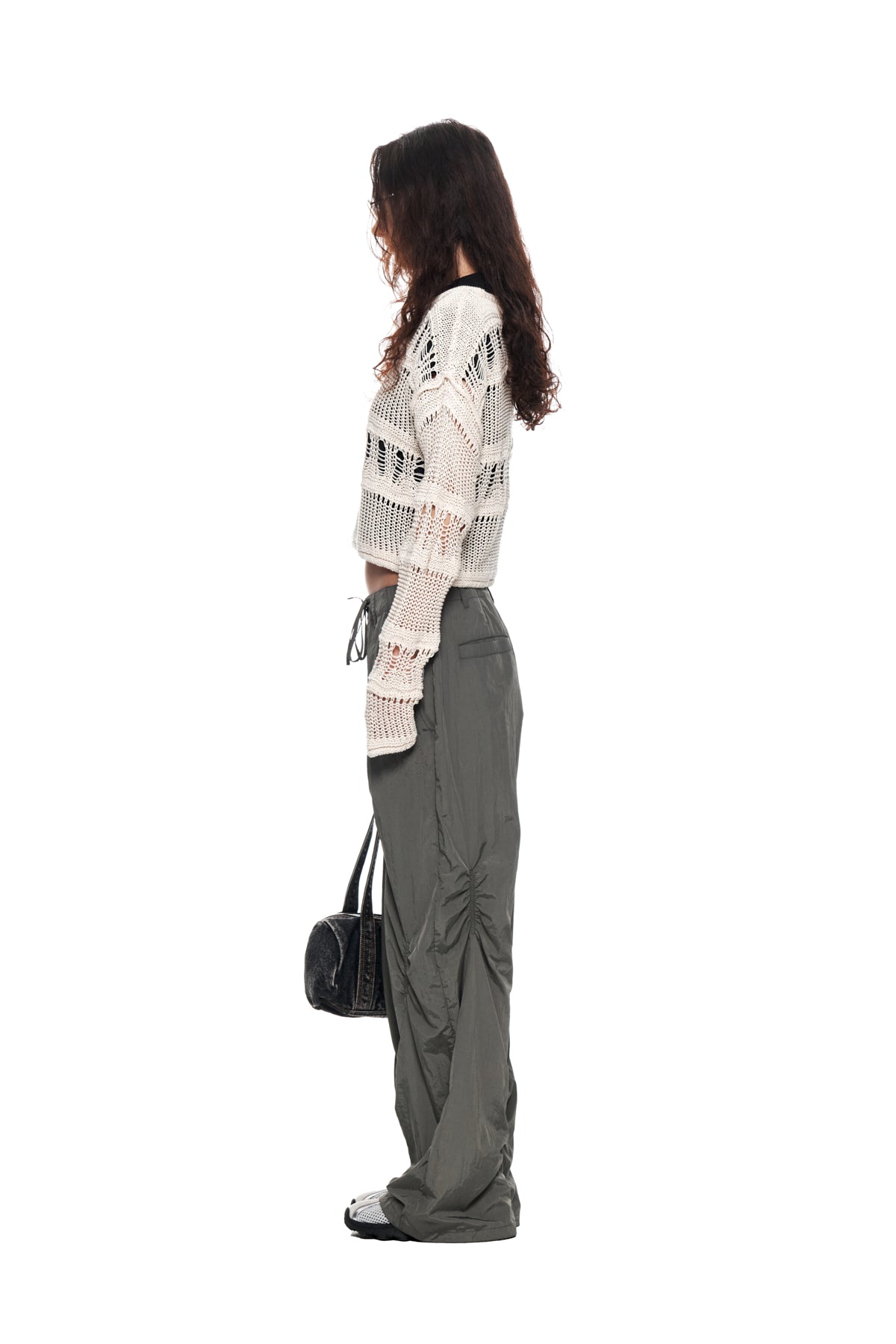 Matin Kim - Shirring Point Nylon Pants (Khaki) product image 6 | TRAB K-Fashion Australia