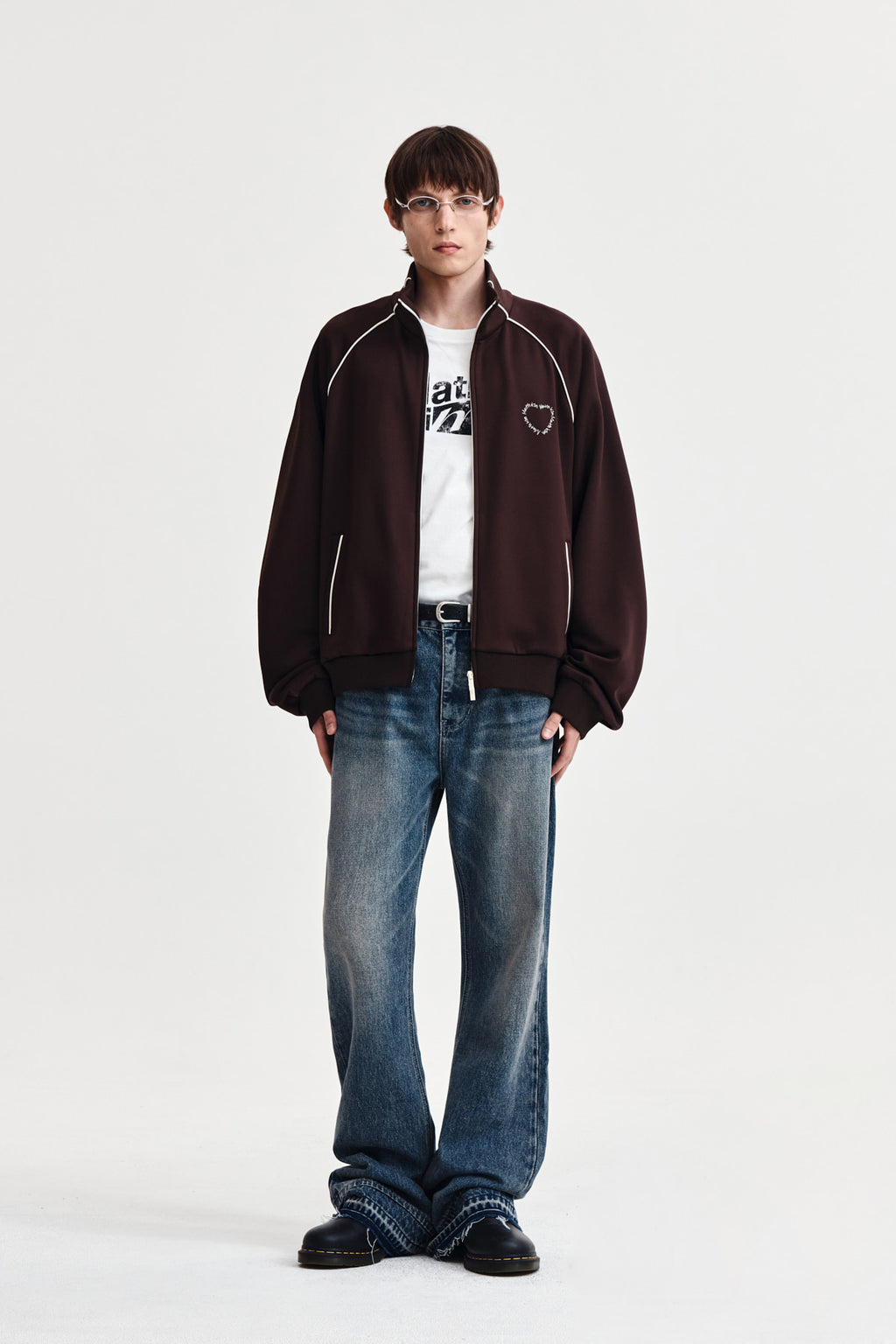 Matin Kim - Heart Logo Track Jumper (Brown) product image 15 | TRAB K-Fashion Australia