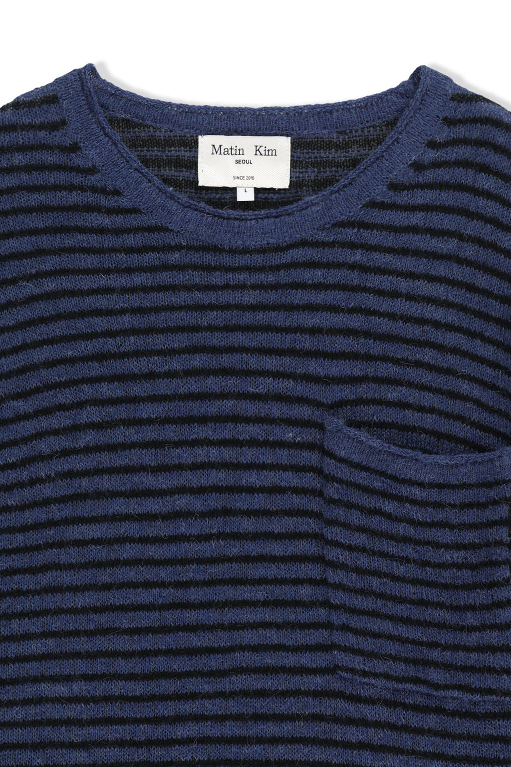 Matin Kim - Multi Stripe Alpaca Blended Knit Pullover (Blue) product image 3 | TRAB K-Fashion Australia