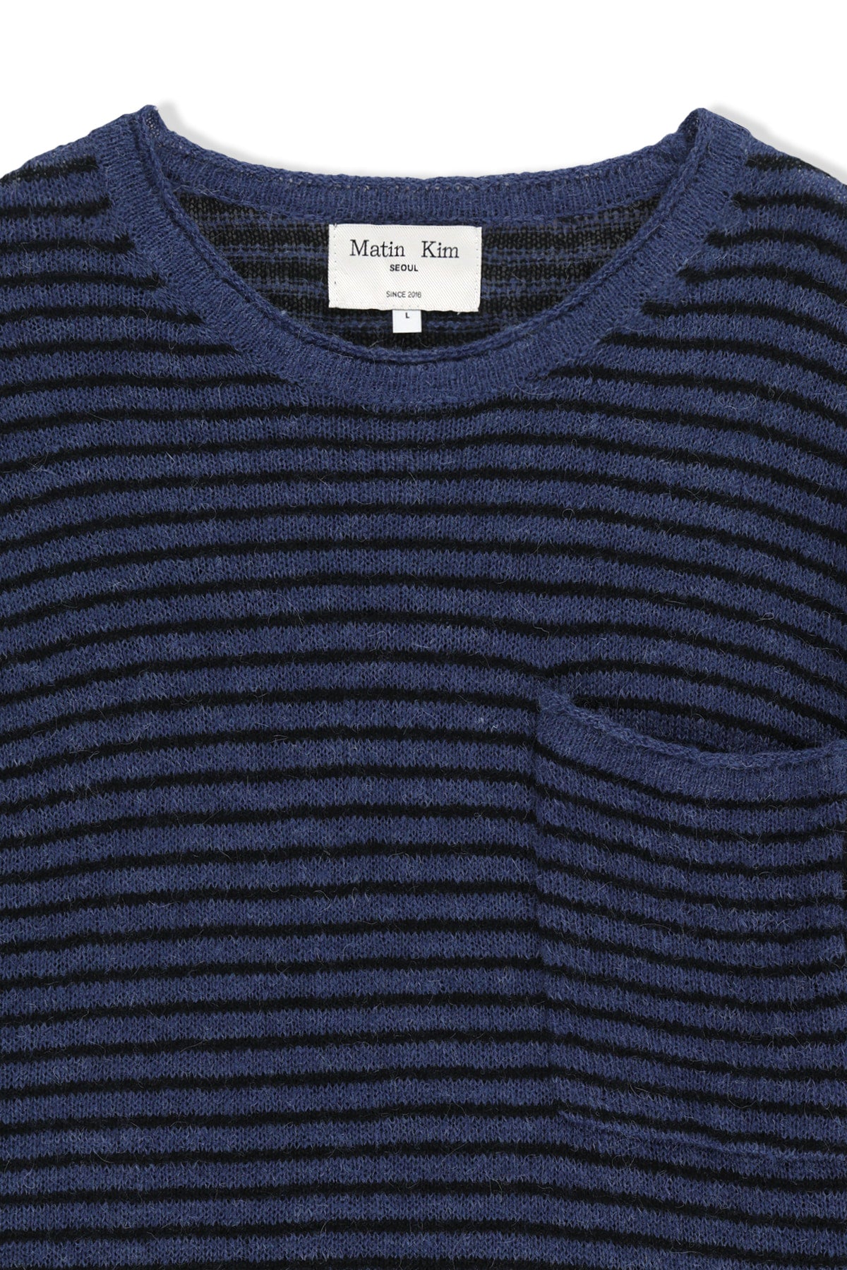 Matin Kim - Multi Stripe Alpaca Blended Knit Pullover (Blue) product image 3 | TRAB K-Fashion Australia