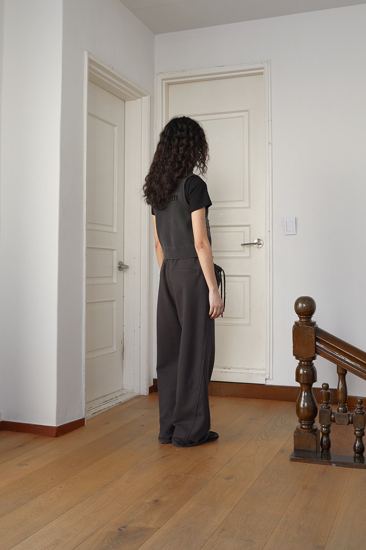 Matin Kim - Logo Point Washed Knit Vest (Charcoal) product image 9 | TRAB K-Fashion Australia