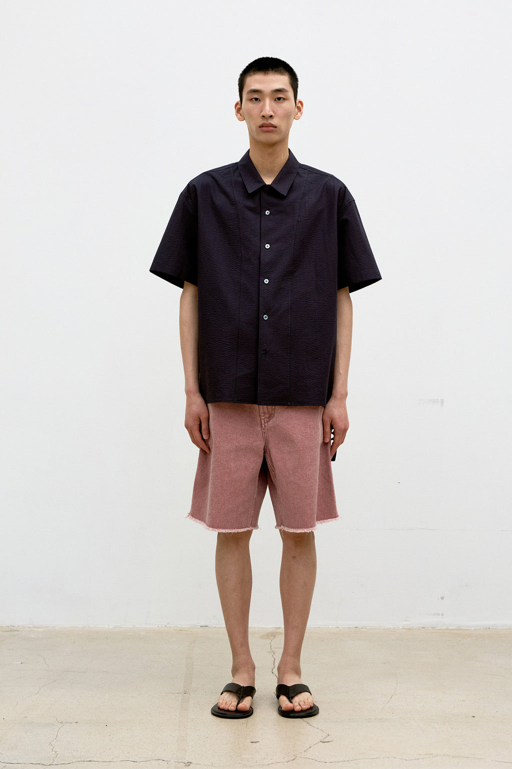 Coor - Panel Line Camp Collar Half Shirt (Dark Navy) product image 2 | TRAB K-Fashion Australia