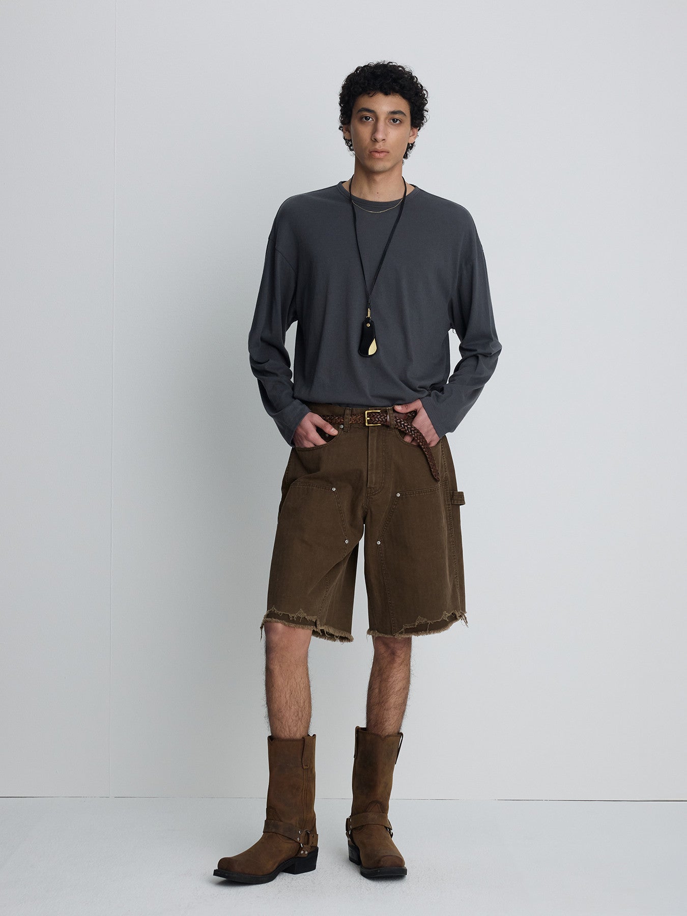 Tonywack - Hand Distressed Hbt Double Knee Shorts (Faded Brown) product image 10 | TRAB K-Fashion Australia