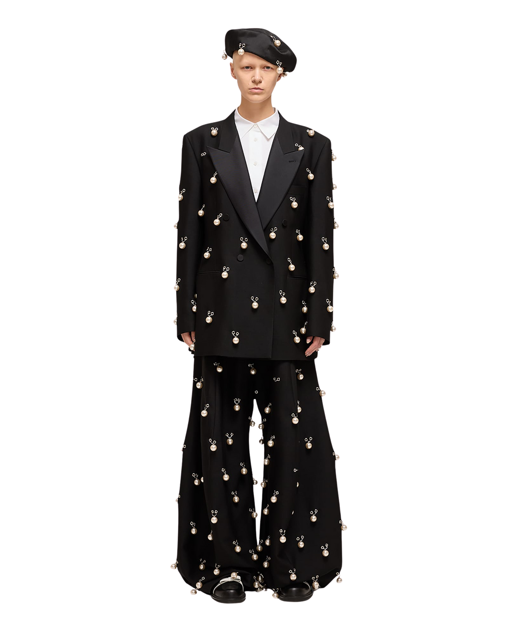 Kimhe Kim - Pearl Embellished Wool Silk Tuxedo Jacket (Black) product image 4 | TRAB K-Fashion Australia