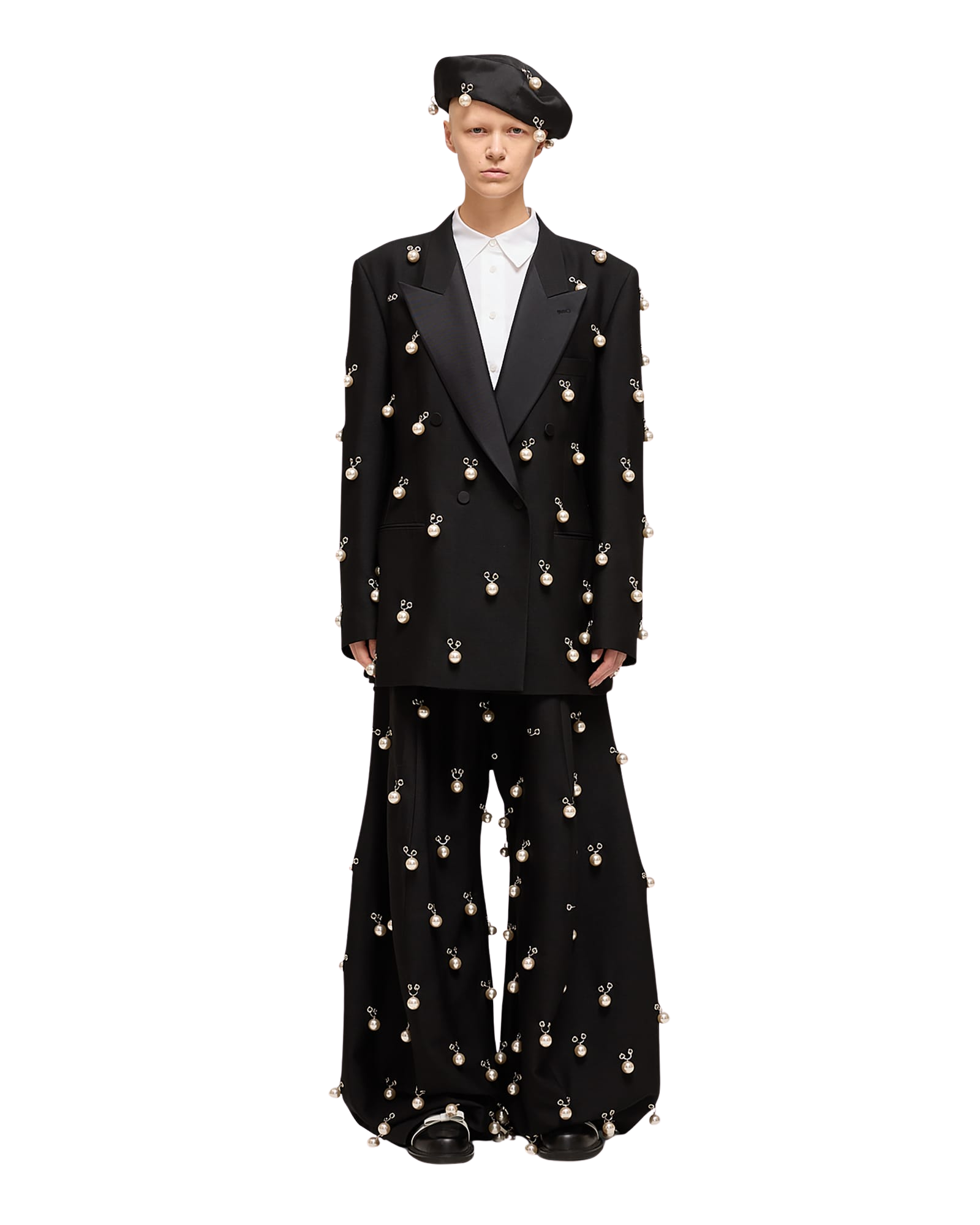 Kimhe Kim - Pearl Embellished Wool Silk Tuxedo Jacket (Black) product image 4 | TRAB K-Fashion Australia