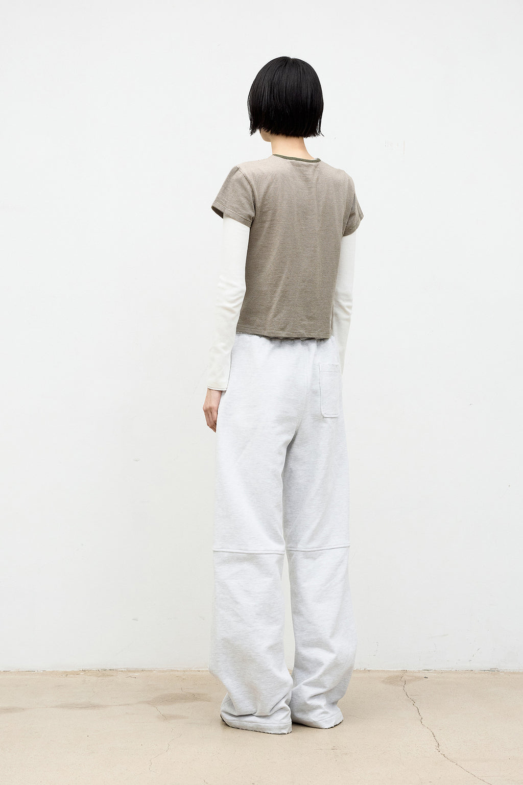 Coor - Striped Crop T-Shirt (Olive Wrap) product image 4 | TRAB K-Fashion Australia