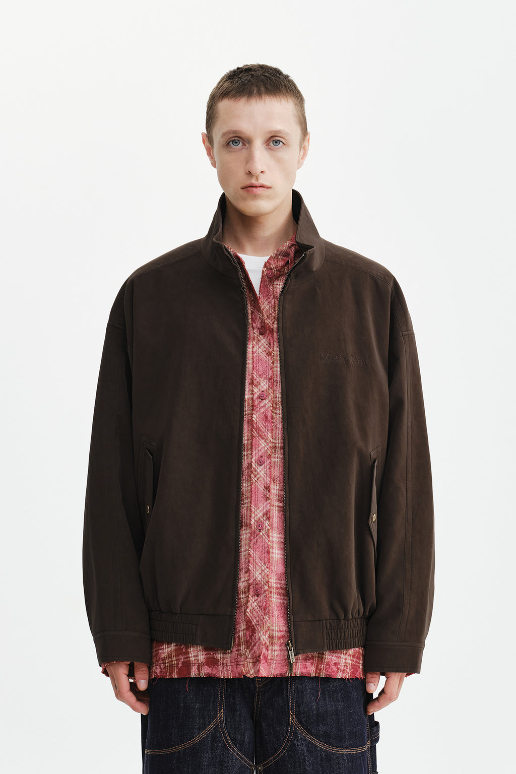 Matin Kim - Small Logo Faux Suede High Neck Jumper (Brown) product image 7 | TRAB K-Fashion Australia