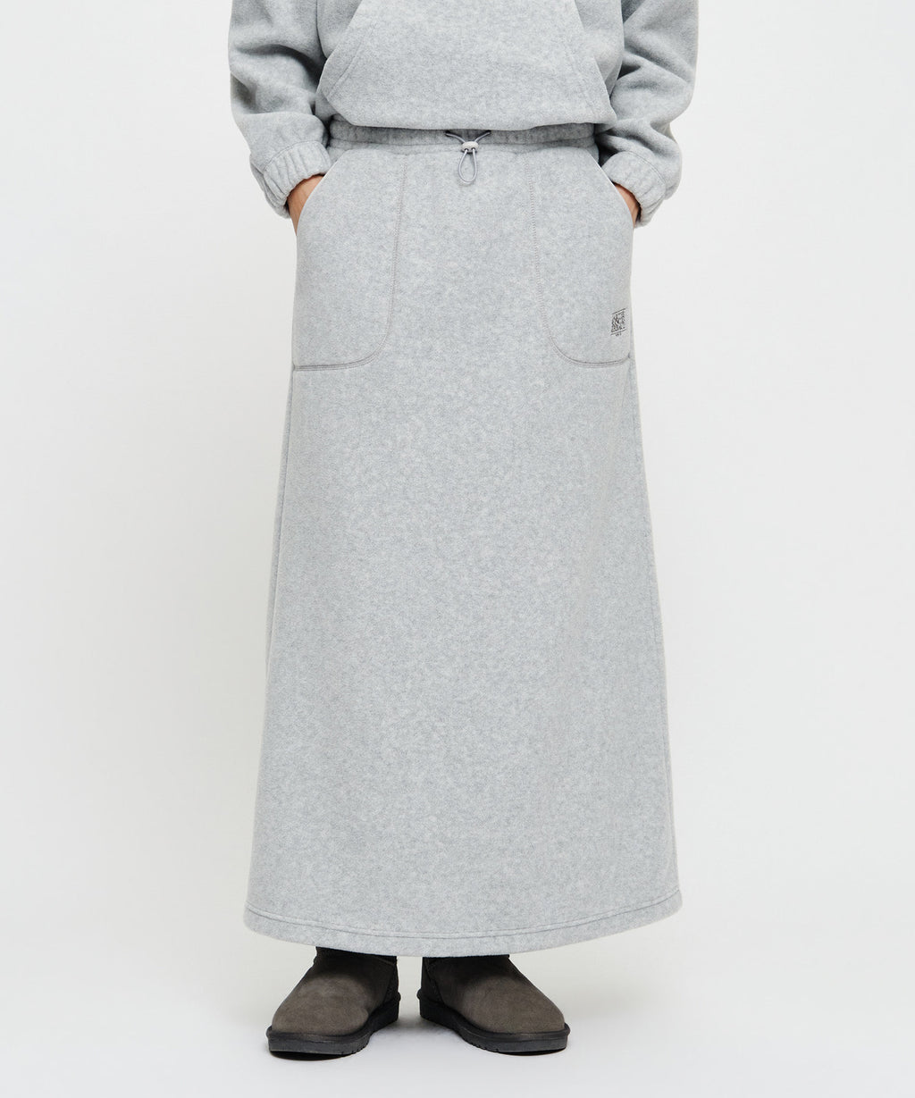 Marithe & Francois Girbaud - Classic Logo Long Fleece Skirt (Heather Gray) product image 1 | TRAB K-Fashion Australia