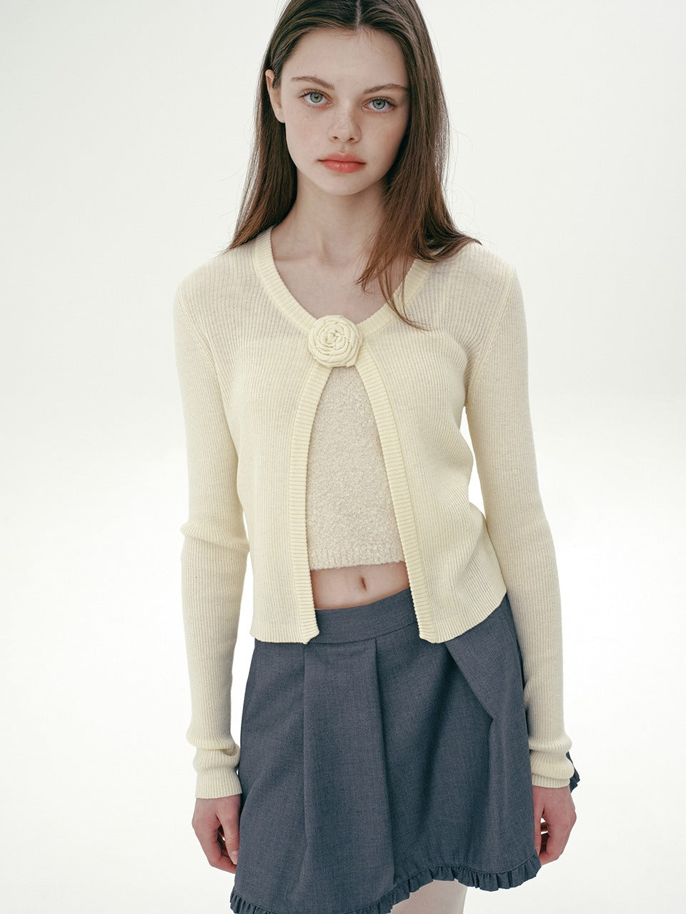 Margarin Fingers - Rose Corsage Cardigan (Light Yellow) product image 1 | TRAB K-Fashion Australia