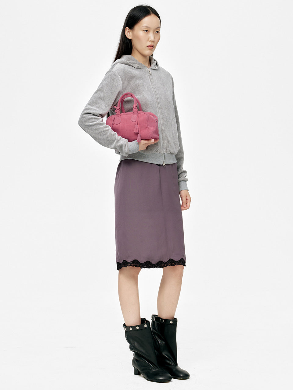 Marge Sherwood - Soft Bowling (Pink Croc-Effect Suede) product image 3 | TRAB K-Fashion Australia